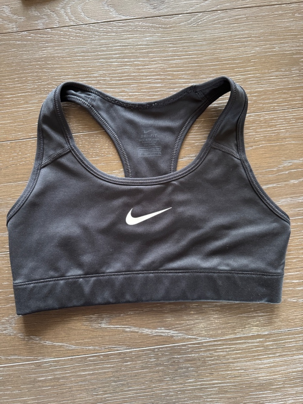 Nike DRI-FIT Black Sports Bra with White Swoosh Racerback XS
